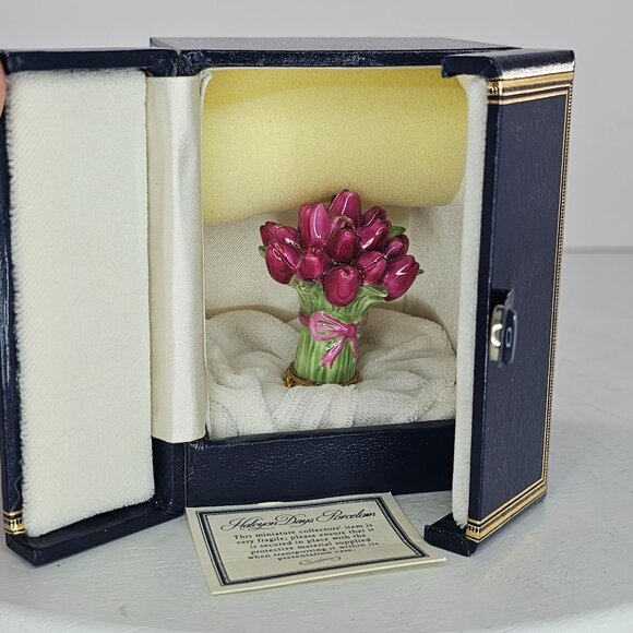 Halcyon Days Porcelain Tulip Flower Bouquet Desk Seal Miniature Figurine 1991 RA - Picture 2 of 12
